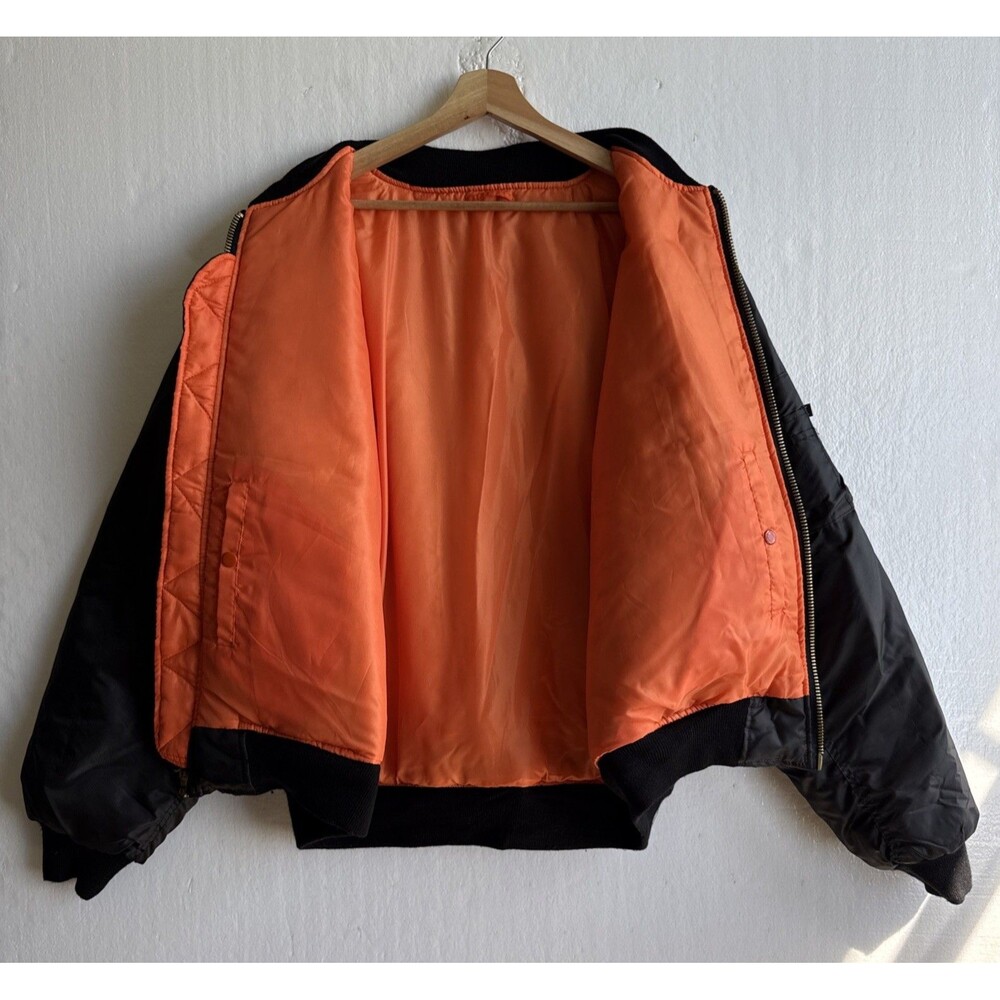 Rothco Boeing MA-1 Bomber Jacket Men’s 2XL Black Nylon MIL-J-6141 Orange - Picture 5 of 11